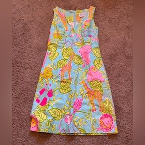 Lilly Pulitzer Blue and Pink Jungle Animal Print Dress